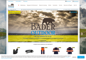Screenshot der Shop-Webseite von BADER OUTDOOR
