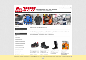 Screenshot der Shop-Webseite von maco-berufskleidung