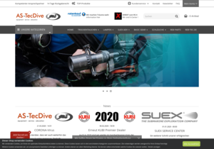 Screenshot der Shop-Webseite von AS-TecDive