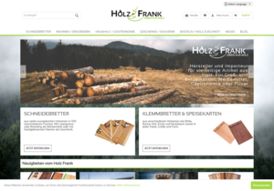 Screenshot der Shop-Webseite von Holz Frank