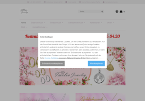Screenshot der Shop-Webseite von Imelia Jewelry