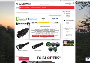 Screenshot der Shop-Webseite von dualoptik