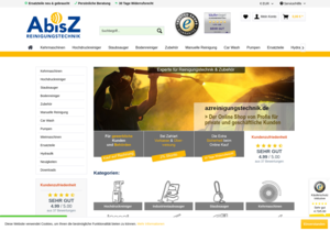 Screenshot der Shop-Webseite von azreinigungstechnik