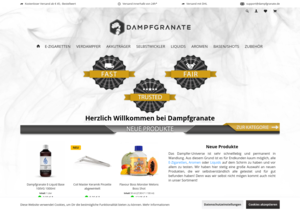 Screenshot der Shop-Webseite von Dampfgranate