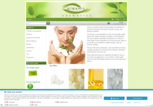 Screenshot der Shop-Webseite von alexmo cosmetics