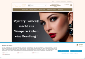 Screenshot der Shop-Webseite von Mystery Lashes