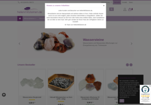 Screenshot der Shop-Webseite von heilenmitsteinen