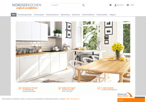 Screenshot der Shop-Webseite von Nordsee-Küchen GmbH