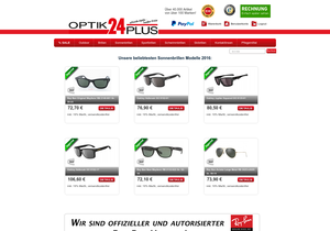 Screenshot der Shop-Webseite von Optik24Plus GmbH