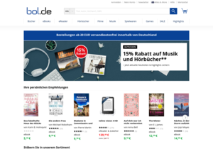 Screenshot der Shop-Webseite von bol.de