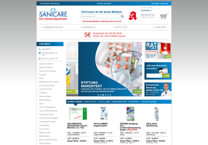 Screenshot der Shop-Webseite von SANICARE-Apotheke