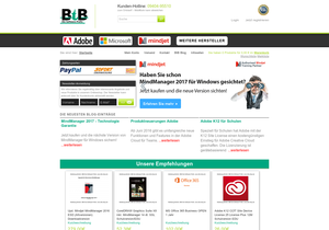 Screenshot der Shop-Webseite von BtB - Business to Business