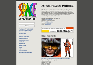 Screenshot der Shop-Webseite von SPACEart