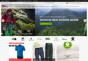 Screenshot der Shop-Webseite von Bergfreunde.de