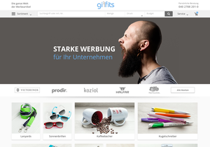 Screenshot der Shop-Webseite von Giffits  Werbeartikel