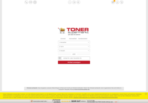 Screenshot der Shop-Webseite von TonerSuperMarkt