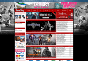 Screenshot der Shop-Webseite von GameShop.at