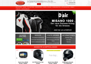 Screenshot der Shop-Webseite von DAINESE FRANKFURT | Zubehör-Shop-Frankfurt