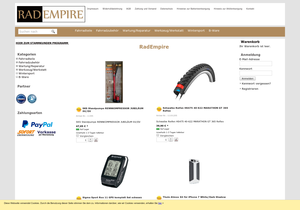 Screenshot der Shop-Webseite von RadEmpire