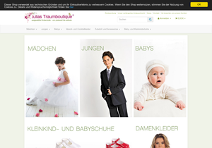 Screenshot der Shop-Webseite von Julias Traumboutique