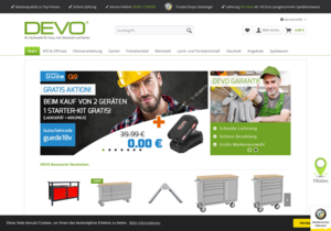 Screenshot der Shop-Webseite von DEVO-BAUMARKT
