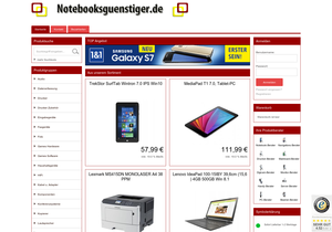 Screenshot der Shop-Webseite von notebooksguenstiger.de