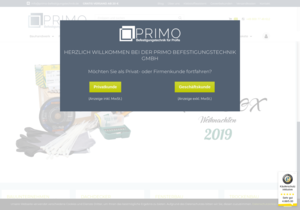 Screenshot der Shop-Webseite von Primo-Befestigungstechnik