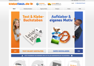 Screenshot der Shop-Webseite von klebefisch.de