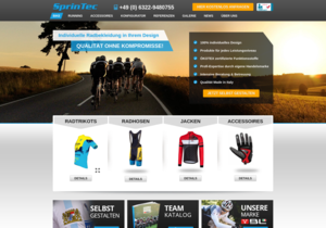 Screenshot der Shop-Webseite von SprinTec-Sports.com