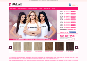 Screenshot der Shop-Webseite von Locahair.de