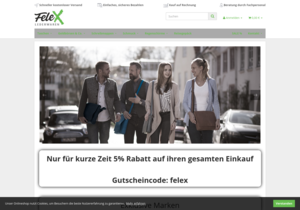 Screenshot der Shop-Webseite von felex-lederwaren.de