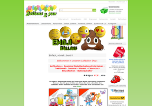 Screenshot der Shop-Webseite von qualatex-luftballon