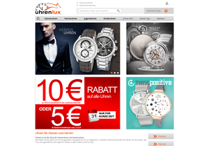 Screenshot der Shop-Webseite von uhrenlux.de