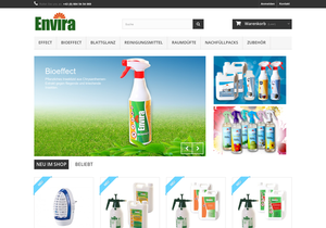 Screenshot der Shop-Webseite von Envira Onlineshop