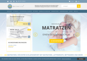 Screenshot der Shop-Webseite von MK Matratzen