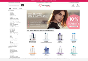 Screenshot der Shop-Webseite von P-Mitchell-Hairshop.de