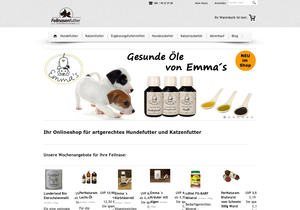 Screenshot der Shop-Webseite von Fellnasenfutter