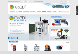 Screenshot der Shop-Webseite von igo3d.com