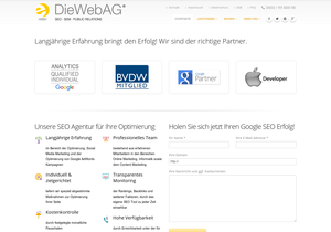 Screenshot der Shop-Webseite von DieWebAG GmbH