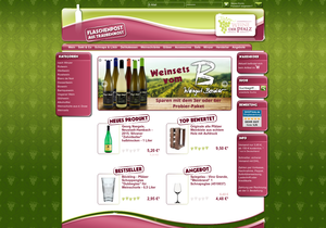 Screenshot der Shop-Webseite von Weine der Pfalz