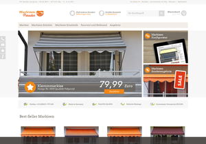 Screenshot der Shop-Webseite von markisen-paradies.de