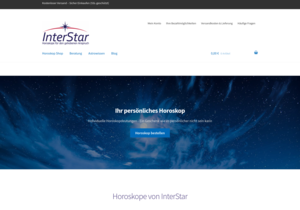 Screenshot der Shop-Webseite von InterStar - Horoskop-Analysen