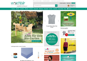 Screenshot der Shop-Webseite von waschbaer - der Umweltversand