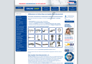 Screenshot der Shop-Webseite von Quality-Tools Messtechnik