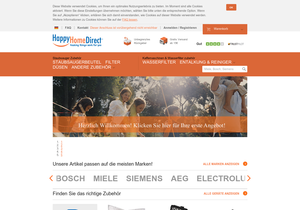 Screenshot der Shop-Webseite von HappyHomeDirect
