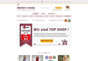 Screenshot der Shop-Webseite von Fischer Wolle