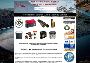 Screenshot der Shop-Webseite von airvib