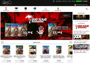 Screenshot der Shop-Webseite von HD Gameshop
