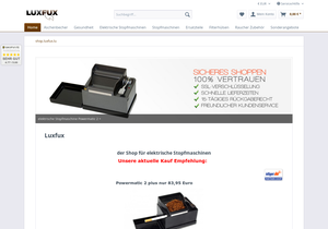 Screenshot der Shop-Webseite von Luxfux Shop - elektrische Stopfmaschinen