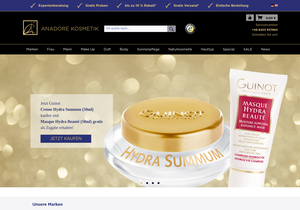 Screenshot der Shop-Webseite von anadore-kosmetik.de